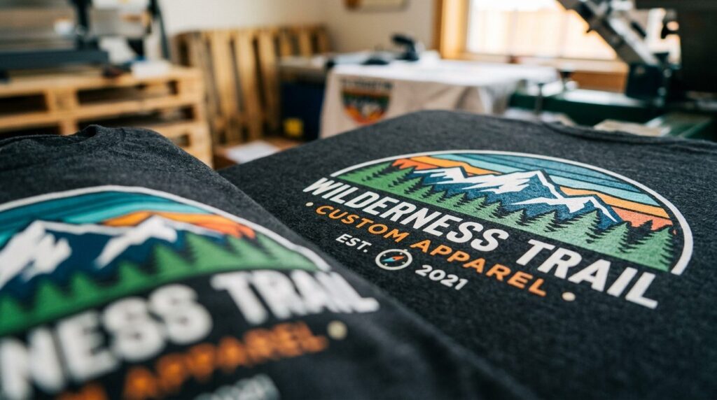 Detailed macro photography of custom t-shirt printing proces