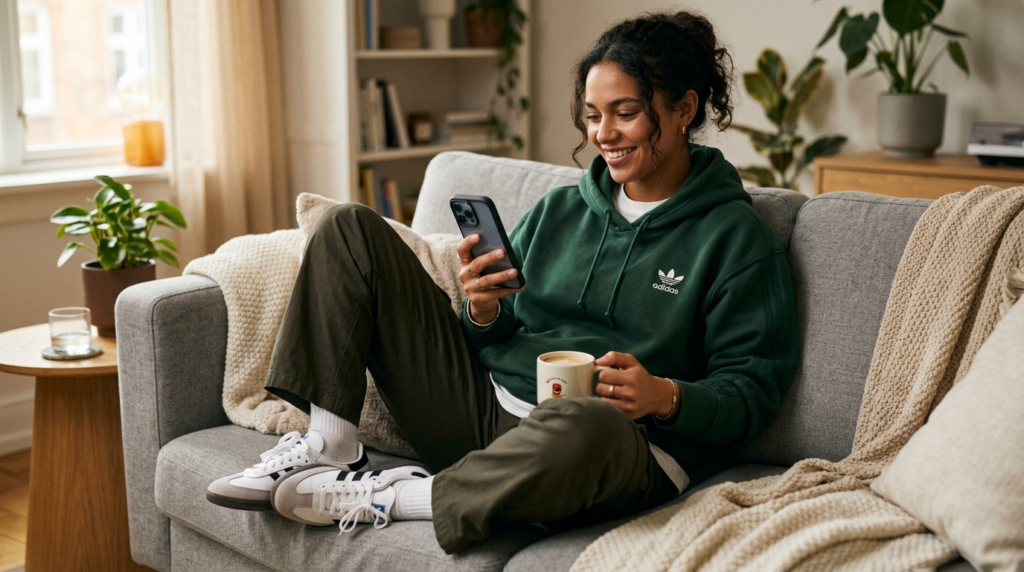 Close-up lifestyle image of a confident young person wearing